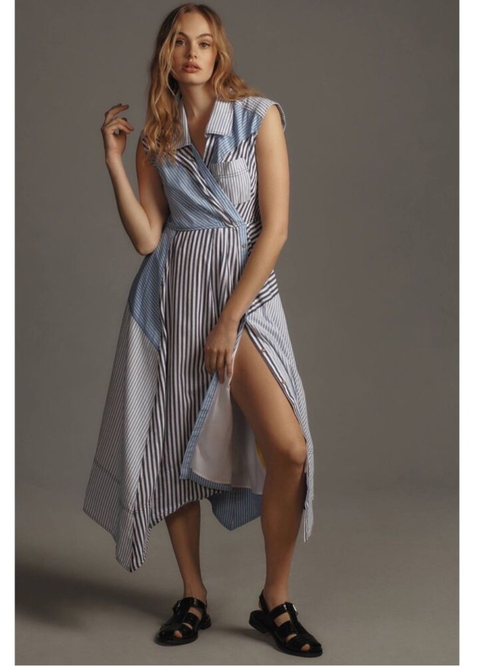 Pilcro Asymmetrical Button-Front Wrap Shirt Dress from Anthropologie